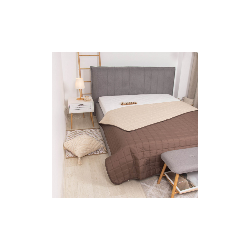 Покривало Viluta стьобане двустороннє Дует Шоколадно-ванільний 210х240 (duet_shokvanil_210x240) - фото 6 Покривало Viluta стьобане двустороннє Дует Шоколадно-ванільний 210х240 (duet_shokvanil_210x240) - фото 6