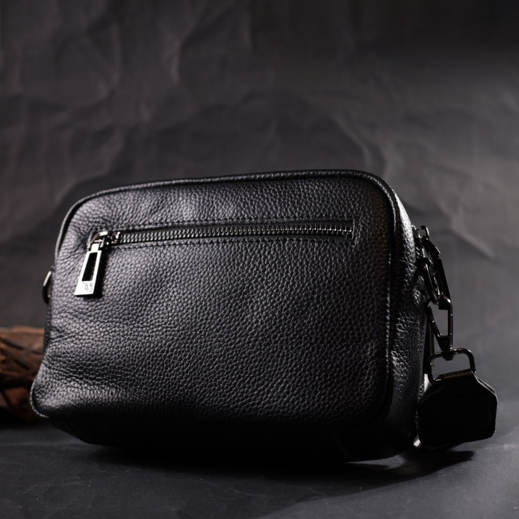 Сумка Vintage Компактна жіноча крос-боді з натуральної шкіри Чорна (22294) - фото 10 Сумка Vintage Компактна жіноча крос-боді з натуральної шкіри Чорна (22294) - фото 10