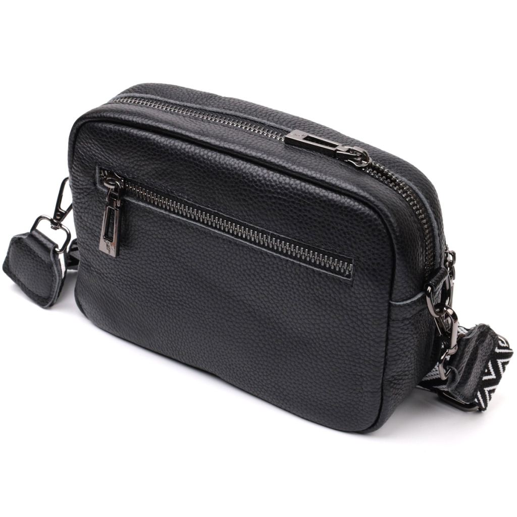 Сумка Vintage Компактна жіноча крос-боді з натуральної шкіри Чорна (22294) - фото 2 Сумка Vintage Компактна жіноча крос-боді з натуральної шкіри Чорна (22294) - фото 2