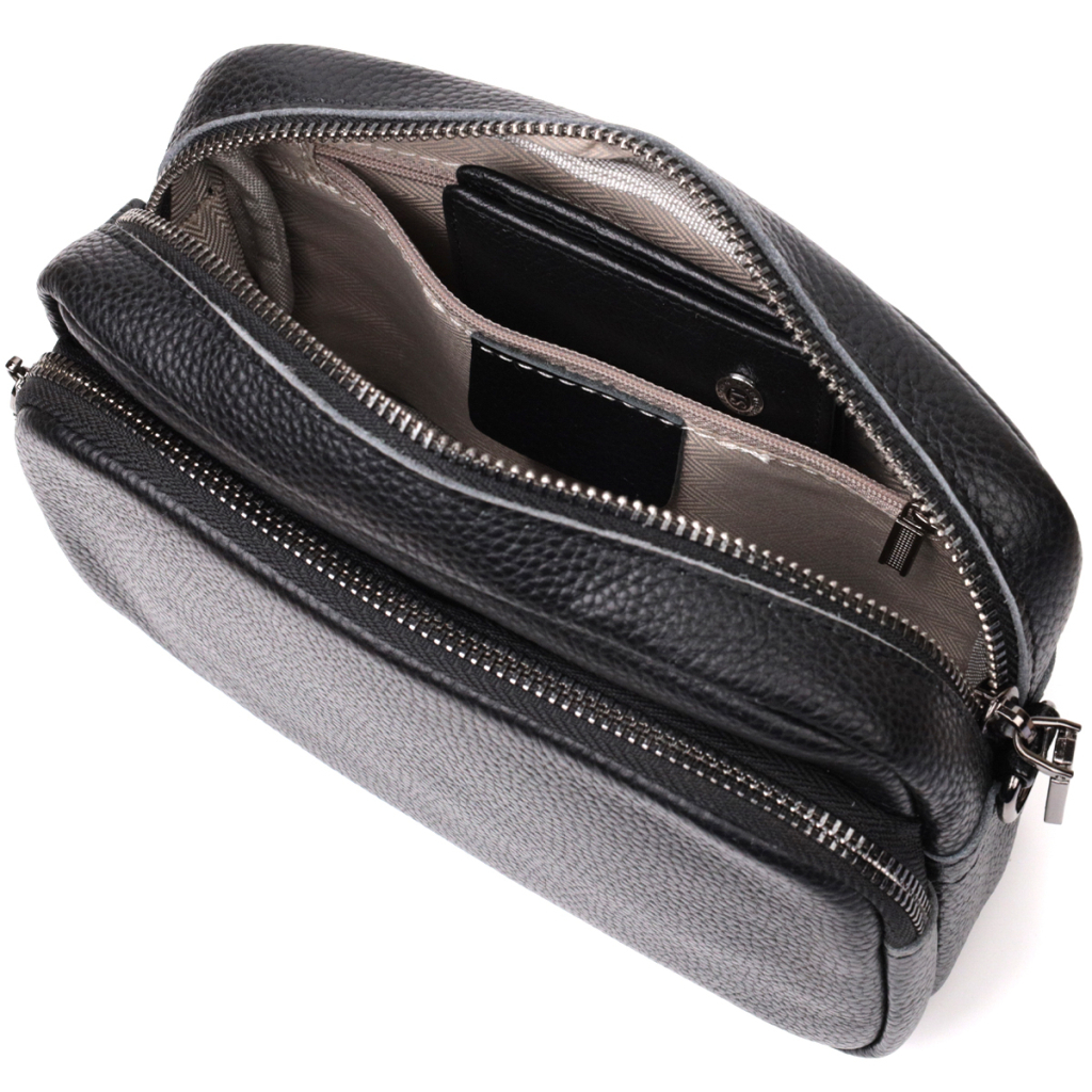 Сумка Vintage Компактна жіноча крос-боді з натуральної шкіри Чорна (22294) - фото 7 Сумка Vintage Компактна жіноча крос-боді з натуральної шкіри Чорна (22294) - фото 7