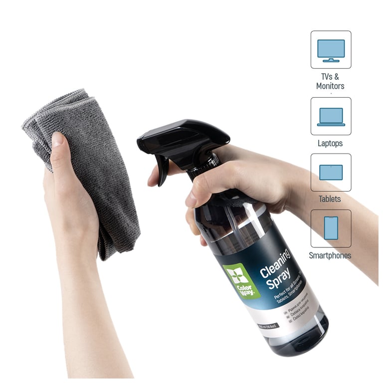 Спрей для очищення ColorWay Cleaning Kit, Large, OLED/LED/LCD/TFT, 550ml, microfibre*2 (CW-5500) - фото 5