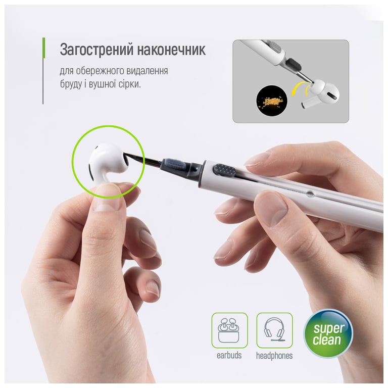 Універсальний чистячий набір ColorWay Cleaning Pen, for Earphones, 3 in 1 (CW-1131) - фото 9