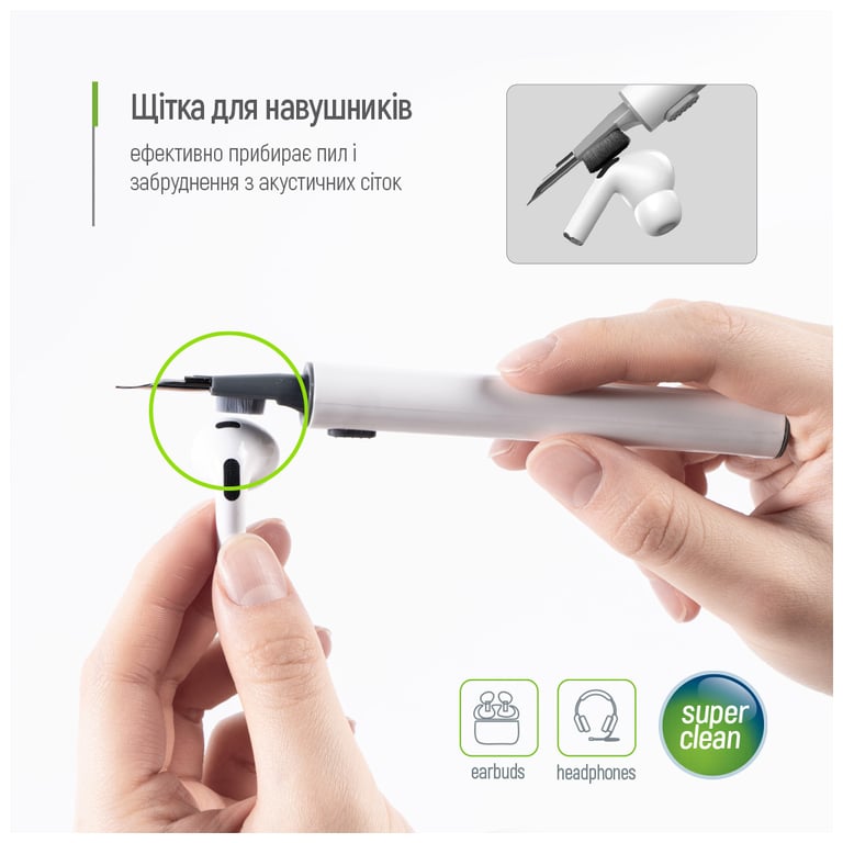 Універсальний чистячий набір ColorWay Cleaning Pen, for Earphones, 3 in 1 (CW-1131) - фото 10