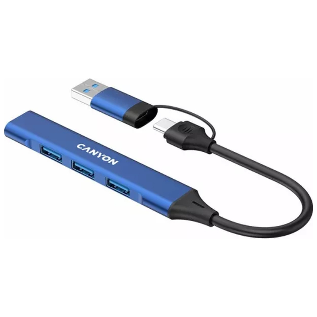 Концентратор Canyon hub DS-02 4in1 USB-A/C Blue (CNS-TDS02BL) - фото 2 Концентратор Canyon hub DS-02 4in1 USB-A/C Blue (CNS-TDS02BL) - фото 2