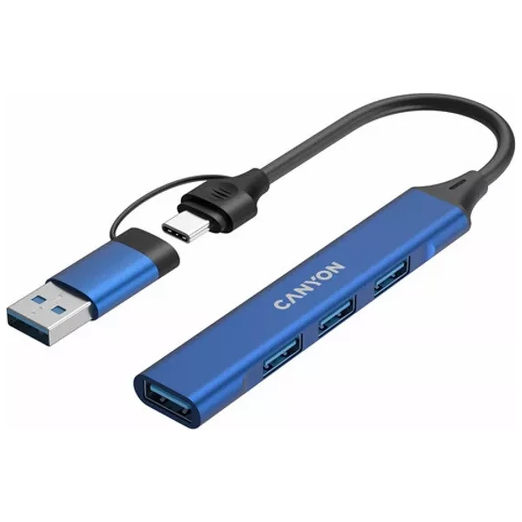 Концентратор Canyon hub DS-02 4in1 USB-A/C Blue (CNS-TDS02BL) - фото 4 Концентратор Canyon hub DS-02 4in1 USB-A/C Blue (CNS-TDS02BL) - фото 4