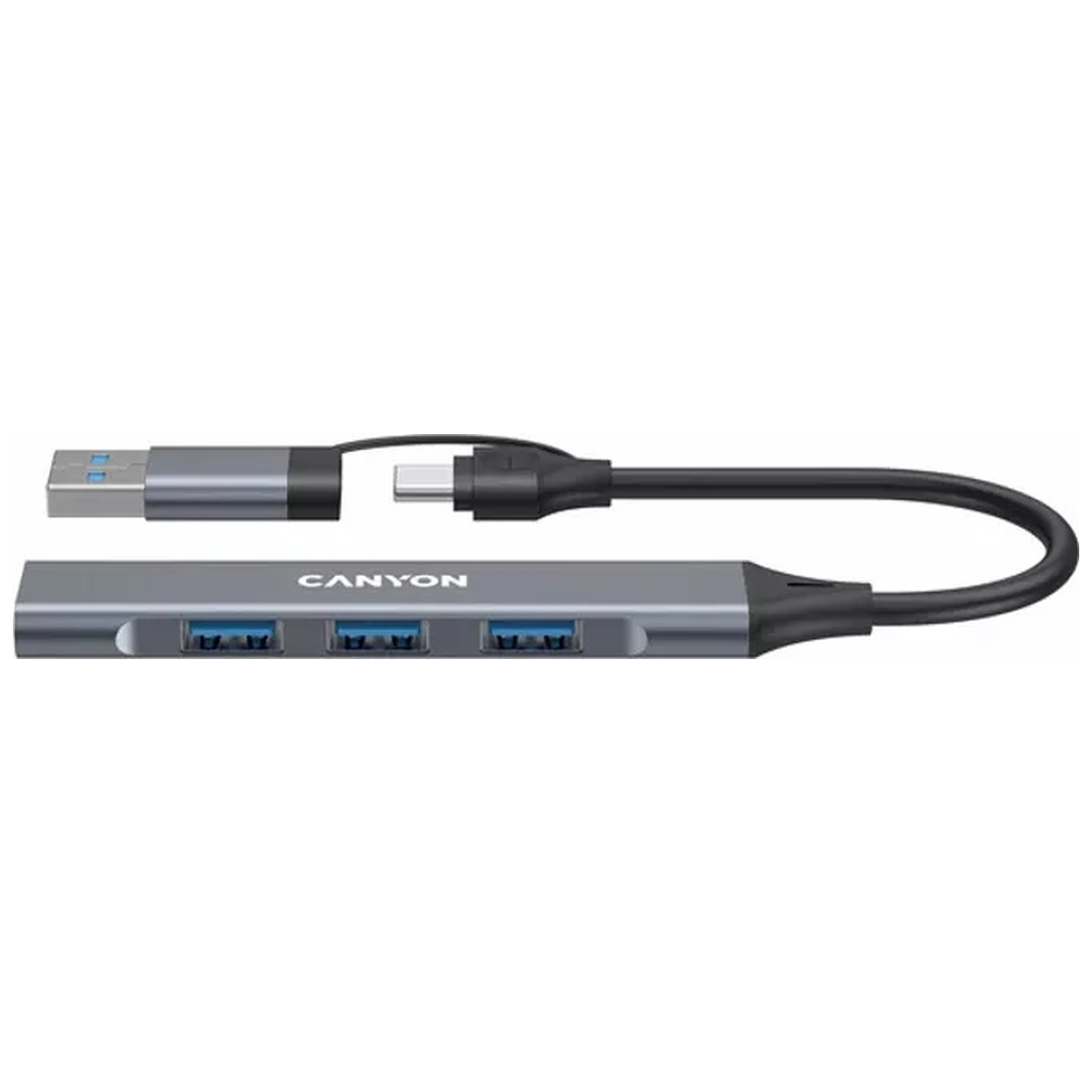 Концентратор Canyon hub DS-02 4in1 USB-A/C Grey (CNS-TDS02G) - фото 1