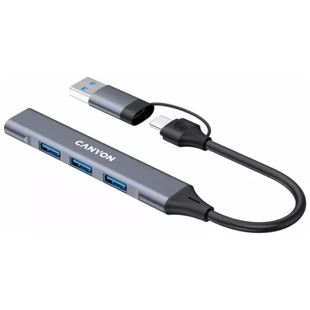 Концентратор Canyon hub DS-02 4in1 USB-A/C Grey (CNS-TDS02G) - фото 2 Концентратор Canyon hub DS-02 4in1 USB-A/C Grey (CNS-TDS02G) - фото 2