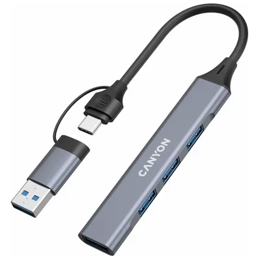 Концентратор Canyon hub DS-02 4in1 USB-A/C Grey (CNS-TDS02G) - фото 5 Концентратор Canyon hub DS-02 4in1 USB-A/C Grey (CNS-TDS02G) - фото 5