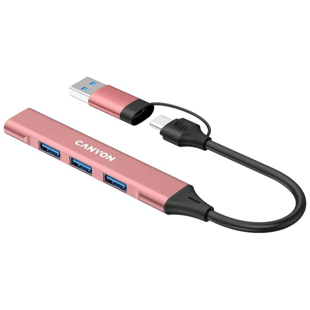 Концентратор Canyon hub DS-02 4in1 USB-A/C Pink (CNS-TDS02P) - фото 2 Концентратор Canyon hub DS-02 4in1 USB-A/C Pink (CNS-TDS02P) - фото 2