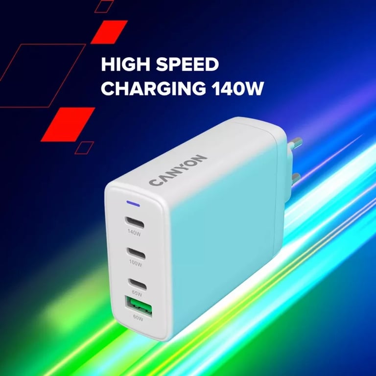 Зарядний пристрій Canyon CU140ACC GaN 150W 3xPD 1xQC EU White (CNS-CUW140ACC) - фото 7