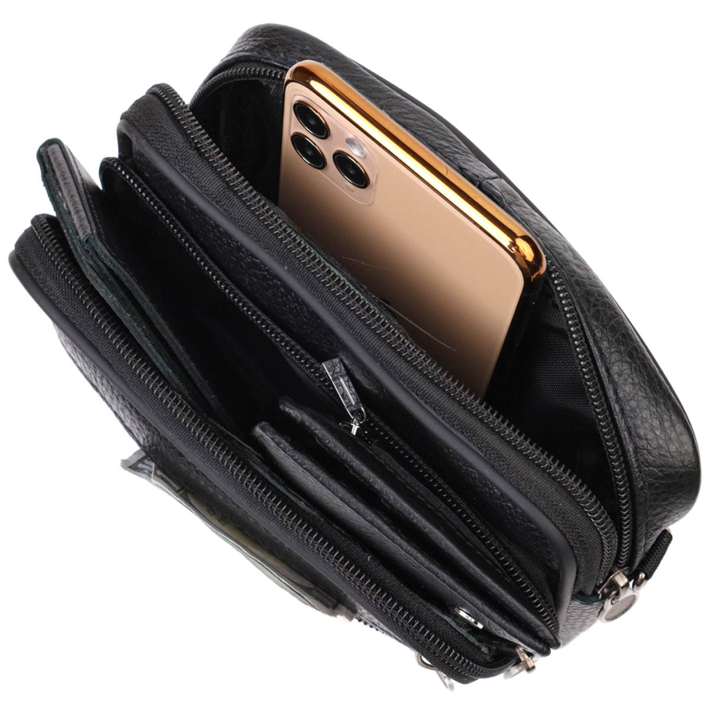 Сумка Vintage Горизонтальна поясна з натуральної шкіри Чорна (21485) - фото 7 Сумка Vintage Горизонтальна поясна з натуральної шкіри Чорна (21485) - фото 7