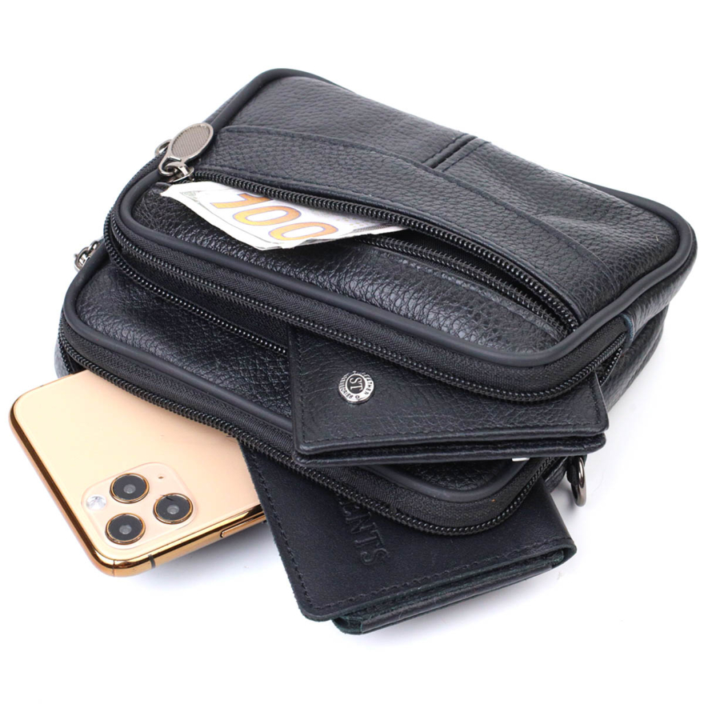 Сумка Vintage Горизонтальна поясна з натуральної шкіри Чорна (21485) - фото 8 Сумка Vintage Горизонтальна поясна з натуральної шкіри Чорна (21485) - фото 8