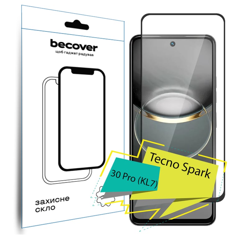 Скло захисне BeCover Tecno Spark 30 Pro (KL7) Black (713080) - фото 1