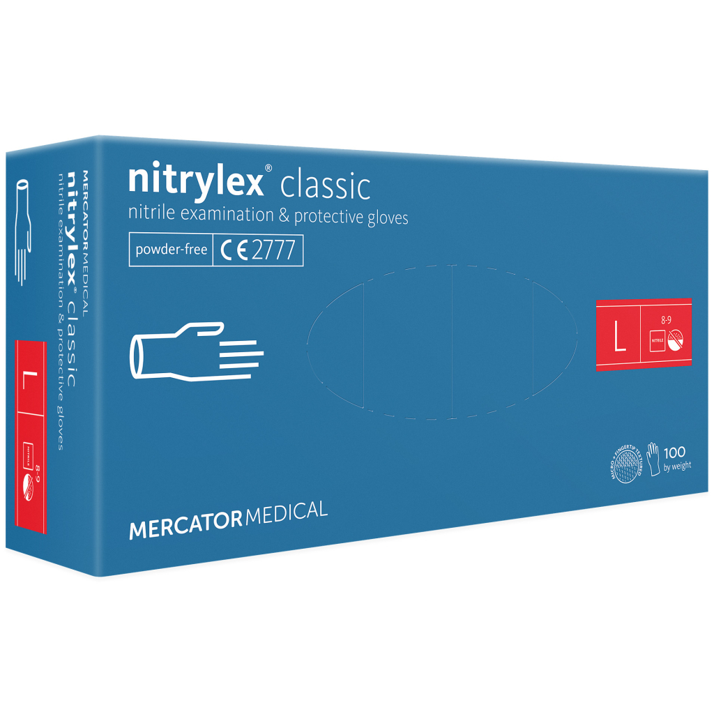 Медичні рукавички Mercator Medical Nitrylex Classic Нітрилові Неопудрені діагностичні Розмір L Сині 100 шт. (3.1011) (5906615004929) - фото 1
