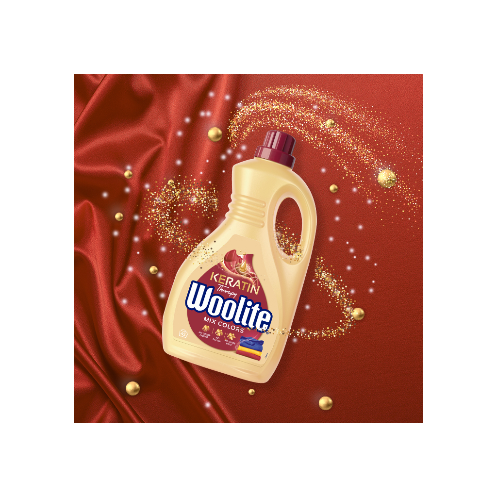 Гель для прання Woolite Для кольорових тканин З кератином 2.7 л (5900627090475) - фото 3 Гель для прання Woolite Для кольорових тканин З кератином 2.7 л (5900627090475) - фото 3