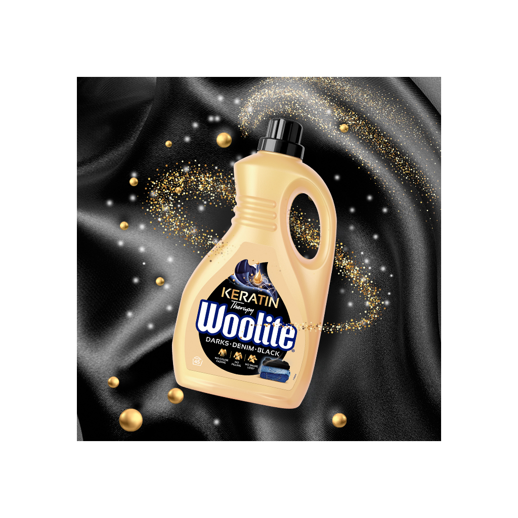 Гель для прання Woolite Для чорних, темних та джинсових тканин З кератином 2.7 л (5900627090482) - фото 3 Гель для прання Woolite Для чорних, темних та джинсових тканин З кератином 2.7 л (5900627090482) - фото 3