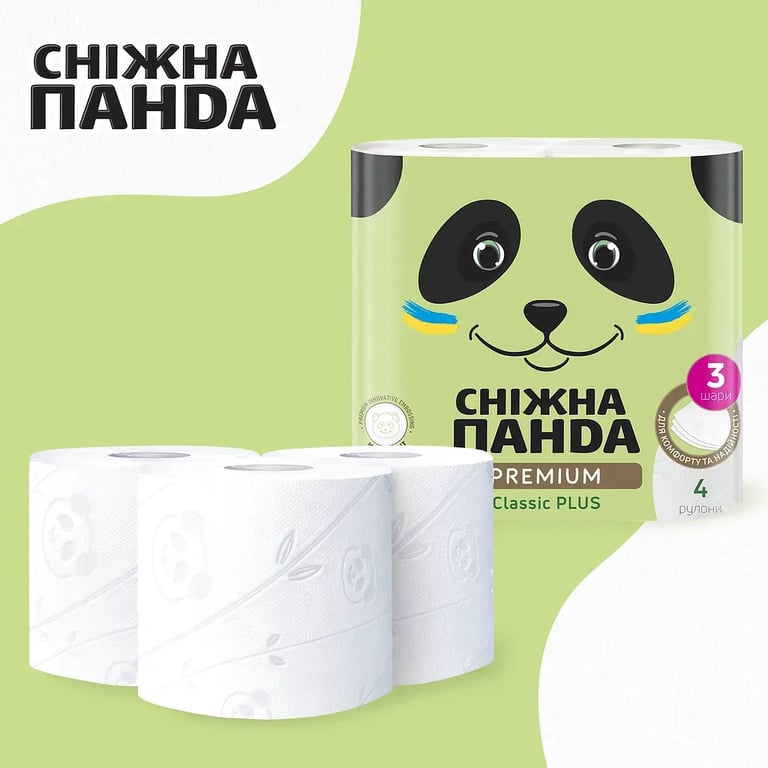 Туалетний папір Сніжна Панда Premium Classic Plus 3 шари 4 рулони (4820183972828) - фото 3