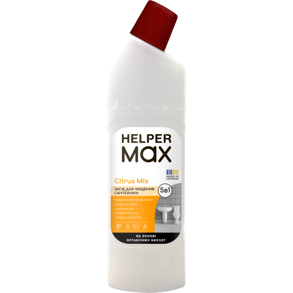 Рідина для чищення ванн Helper Max Citrus Mix Для сантехніки 1 л (4820183973016) Рідина для чищення ванн Helper Max Citrus Mix Для сантехніки 1 л (4820183973016)