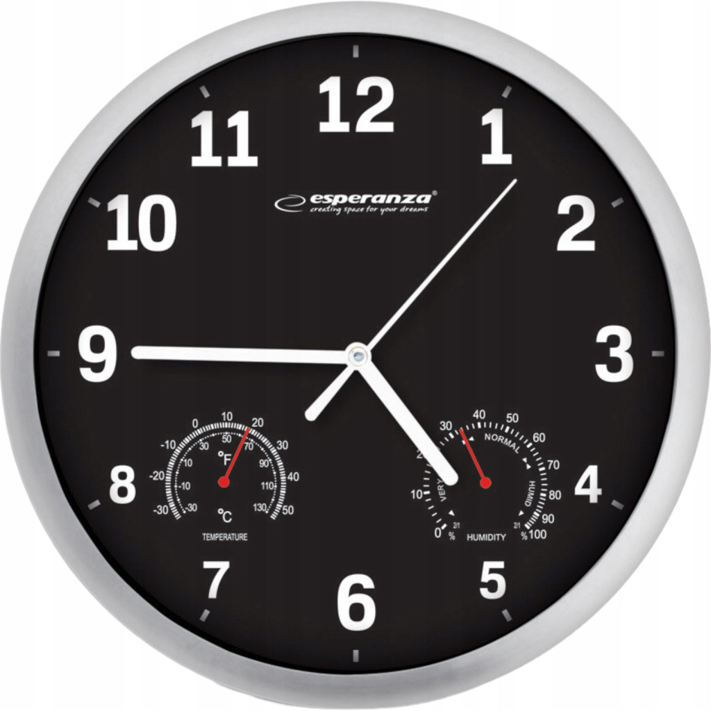 Настінний годинник Esperanza Wall Clock Lyon 25см Black (EHC016K) - фото 1