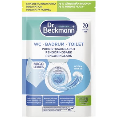 Засіб для чищення унітазу Dr. Beckmann Magic Leaves Розчинні серветки Океанський бриз 20 шт. (4008455615813) - фото 1