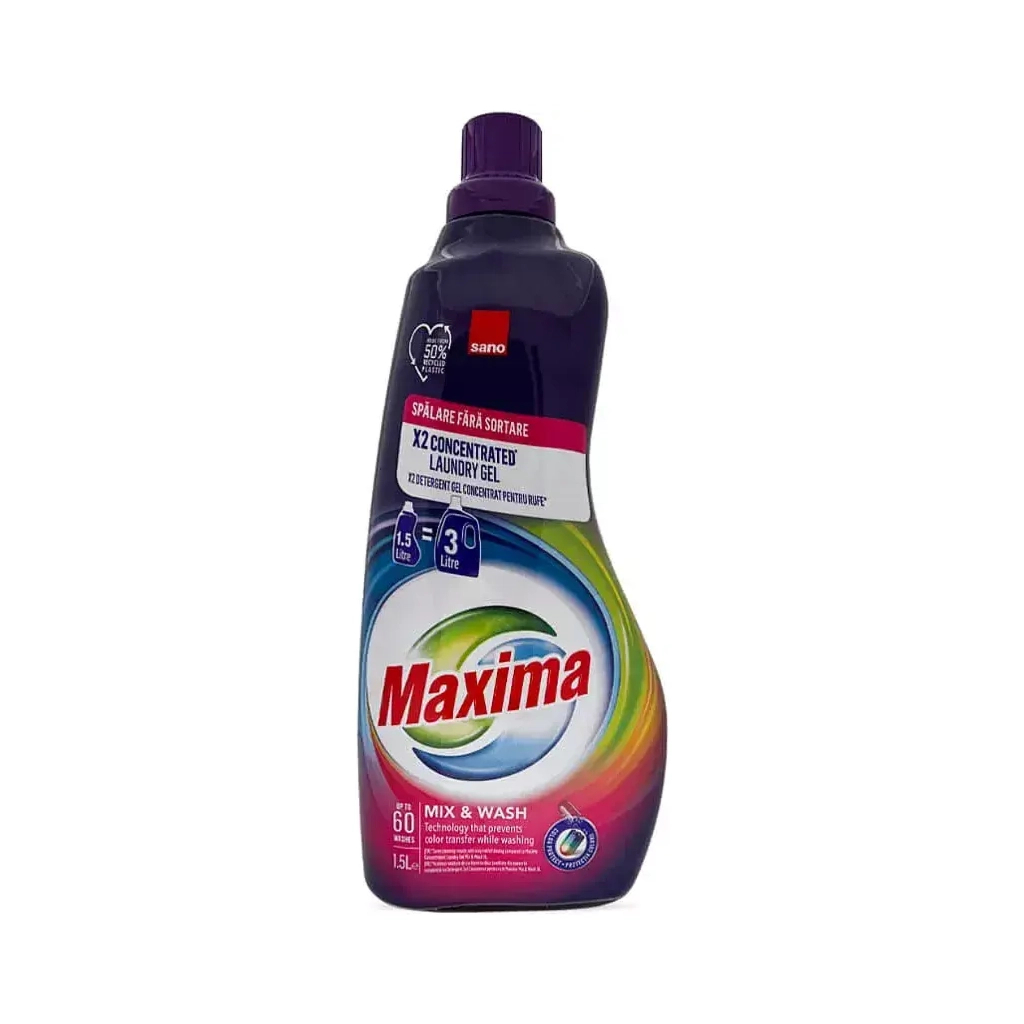 Гель для прання Sano Maxima Mix & Wash Концентрований 1.5 л (7290102992010) - фото 1 Гель для прання Sano Maxima Mix & Wash Концентрований 1.5 л (7290102992010) - фото 1
