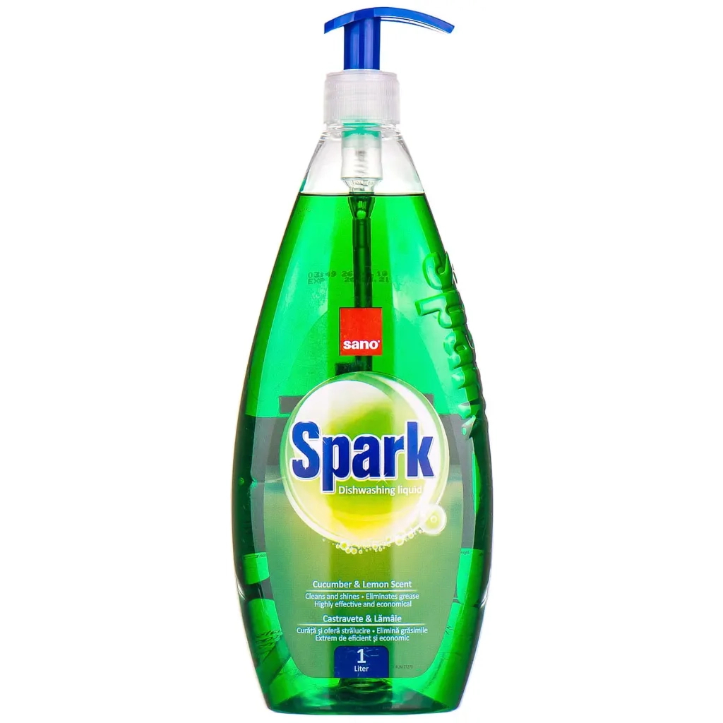 Засіб для ручного миття посуду Sano Spark Огірок та Лайм 1 л (7290108350531) - фото 1 Засіб для ручного миття посуду Sano Spark Огірок та Лайм 1 л (7290108350531) - фото 1