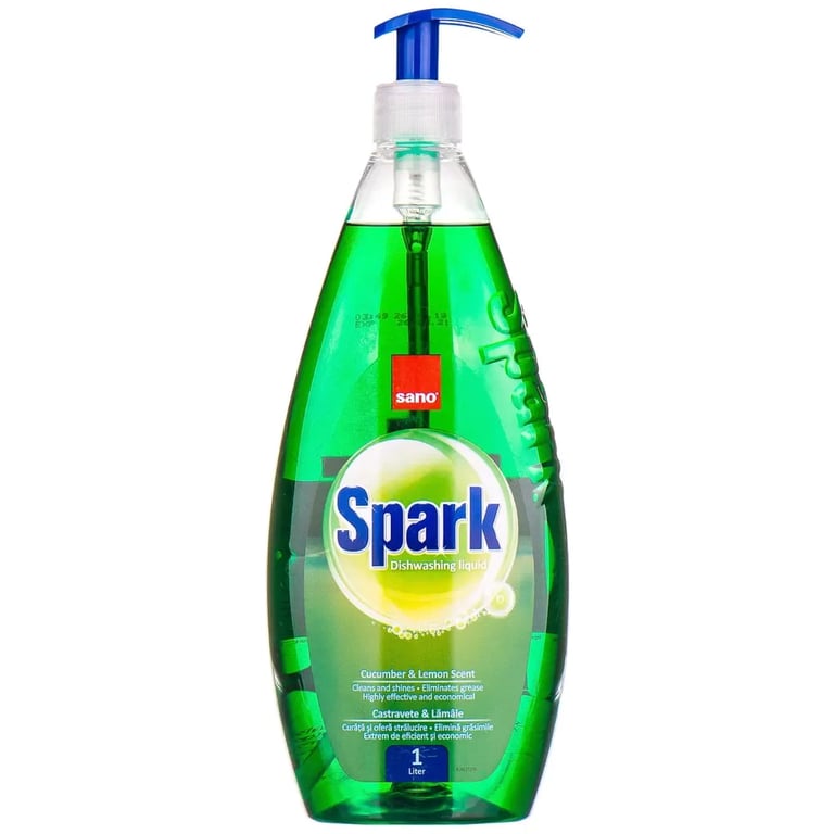 Засіб для ручного миття посуду Sano Spark Огірок та Лайм 1 л (7290108350531)