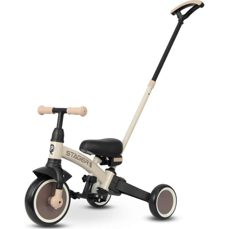 Дитячий велосипед QPlay Stager 3 в 1 з ручкою, біговел, Beige-Brown (T80STAGERBeigeBrown) - фото 1