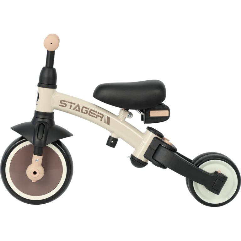 Дитячий велосипед QPlay Stager 3 в 1 з ручкою, біговел, Beige-Brown (T80STAGERBeigeBrown) - фото 4