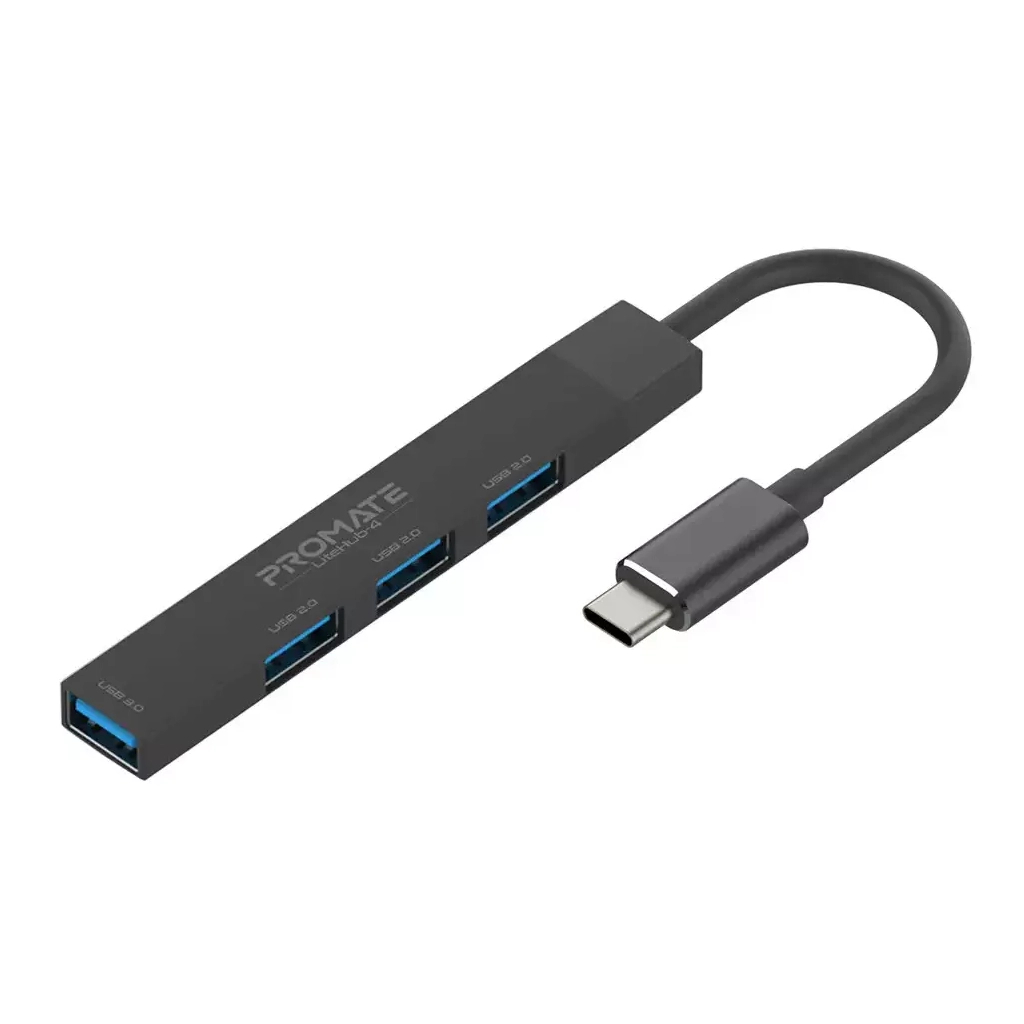 Концентратор Promate USB Hub 4 ports litehub-4.black (litehub-4.black) - фото 1