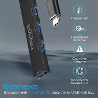 Концентратор Promate USB Hub 4 ports litehub-4.black (litehub-4.black) - фото 4