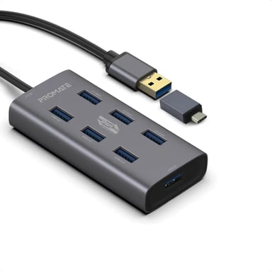 Концентратор Promate USB Hub 7 ports ezhub-7.grey (ezhub-7.grey) - фото 1