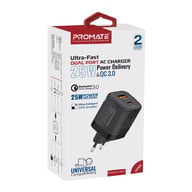 Зарядний пристрій Promate USB-C + USB-A (powerport-25ac.black) - фото 2