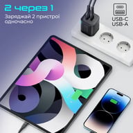 Зарядний пристрій Promate USB-C + USB-A (powerport-25ac.black) - фото 3