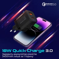 Зарядний пристрій Promate USB-C + USB-A (powerport-25ac.black) - фото 5