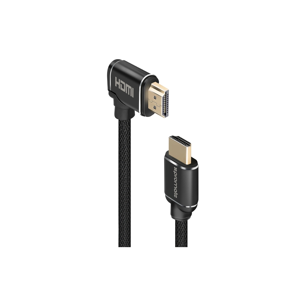 Кабель мультимедійний HDMI M to HDMI M V2.0 5.0m 90° corner Promate (prolink4k1-500.black) - фото 1 Кабель мультимедійний HDMI M to HDMI M V2.0 5.0m 90° corner Promate (prolink4k1-500.black) - фото 1