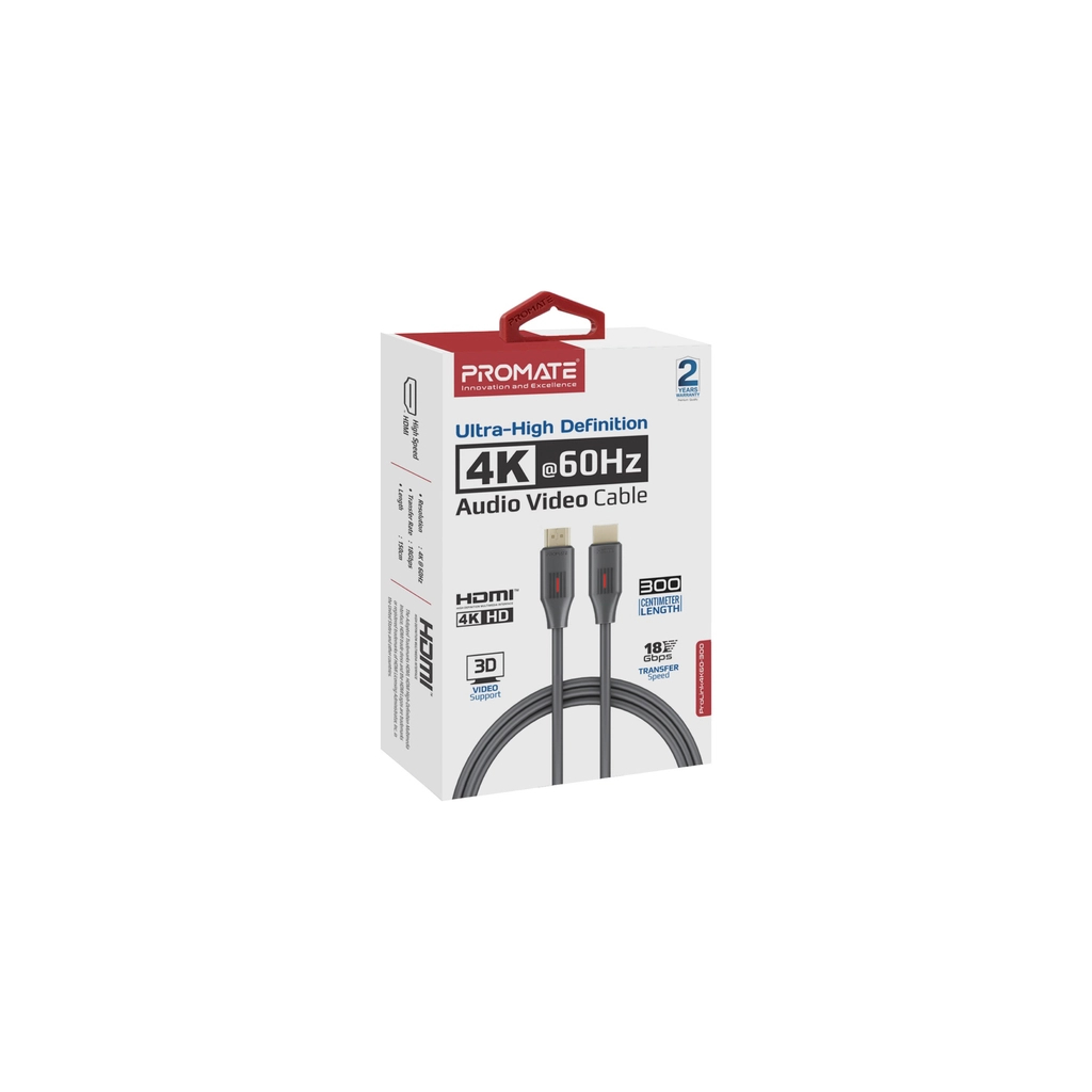Кабель мультимедійний HDMI M to HDMI M 3.0m V2.0 Promate (prolink4k60-300) - фото 2 Кабель мультимедійний HDMI M to HDMI M 3.0m V2.0 Promate (prolink4k60-300) - фото 2