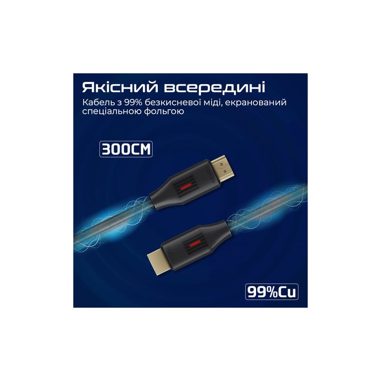 Кабель мультимедійний HDMI M to HDMI M 3.0m V2.0 Promate (prolink4k60-300) - фото 5