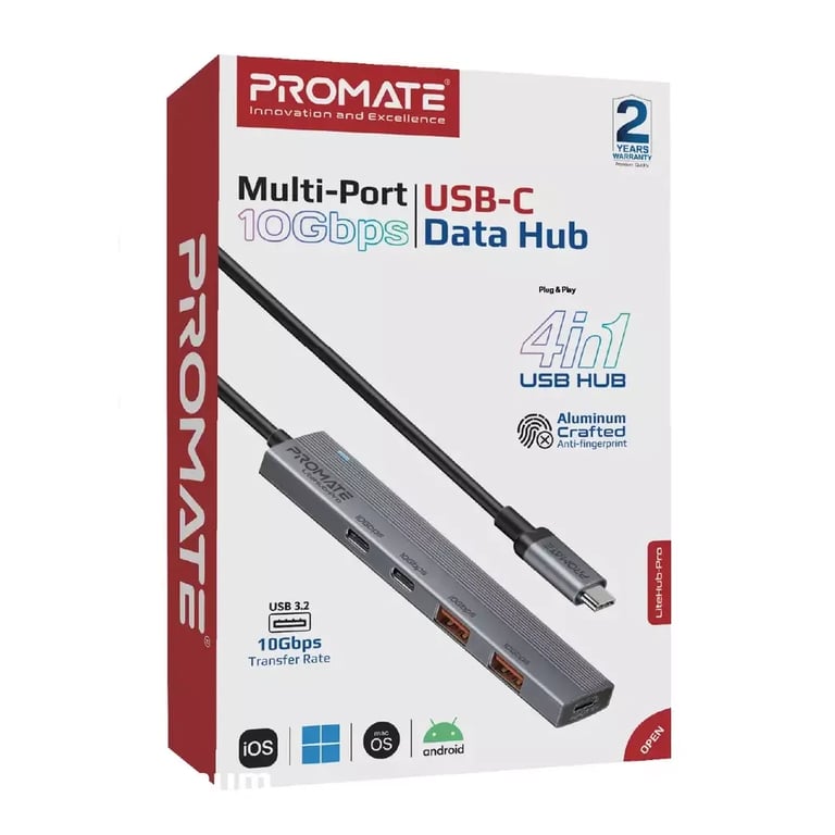 Концентратор Promate USB Hub 4 ports litehub-pro (litehub-pro) - фото 2