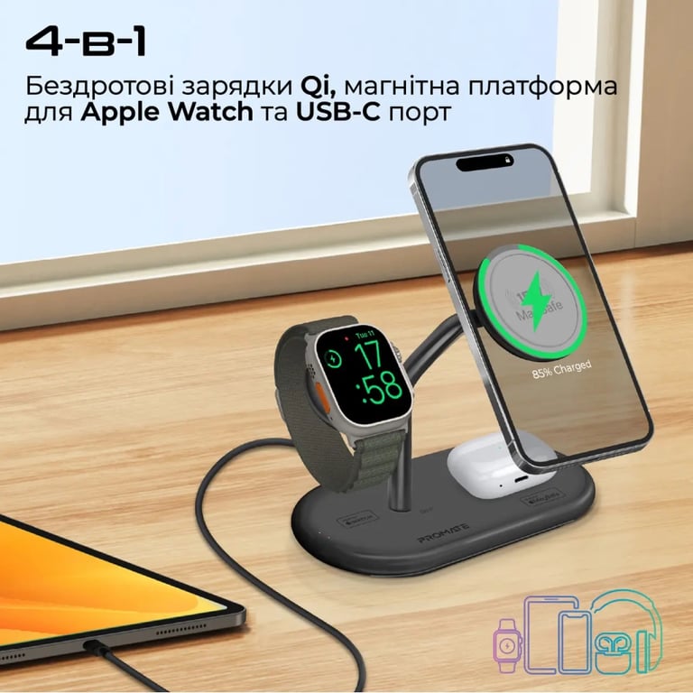 Зарядний пристрій Promate wireless (synergy-pro.black) - фото 3