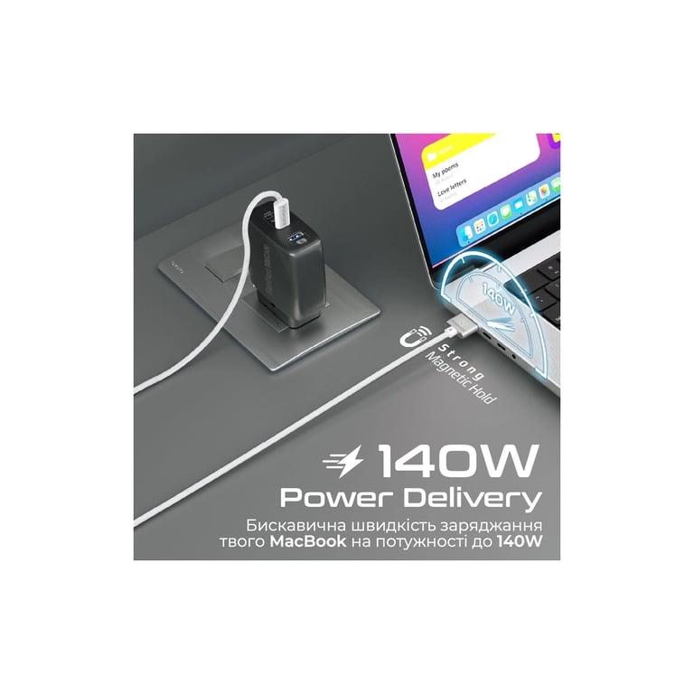 Дата кабель USB-C to MagSafe 3 white Promate (magcord-140pd.white) - фото 4