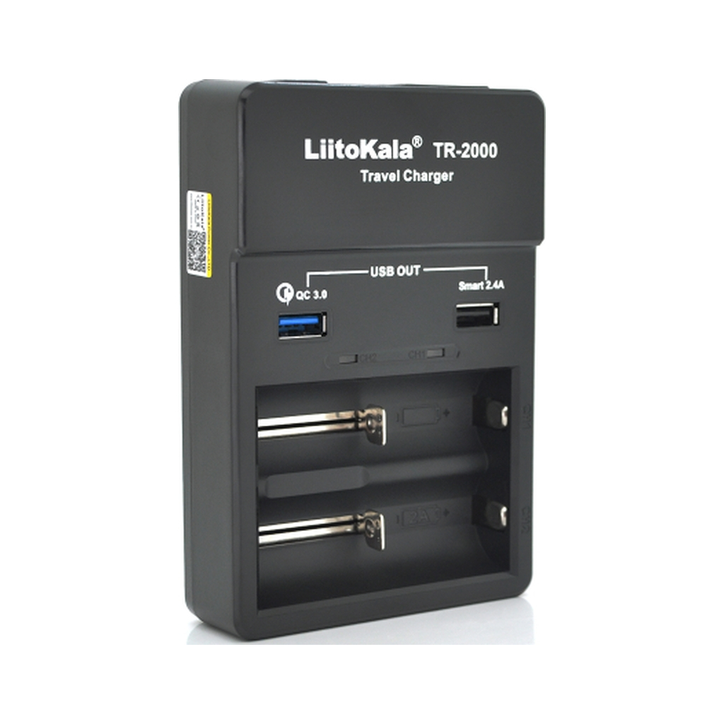 Зарядний пристрій для акумуляторів Liitokala 2 Slots, USB1/QC/3.0, USB2/2.4A, NiMHC(R14)/SC/AA/AAA/17670, Li-ion10440...26650 (Lii-TR2000) - фото 1