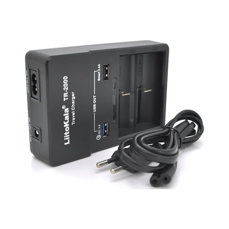 Зарядний пристрій для акумуляторів Liitokala 2 Slots, USB1/QC/3.0, USB2/2.4A, NiMHC(R14)/SC/AA/AAA/17670, Li-ion10440...26650 (Lii-TR2000) - фото 2