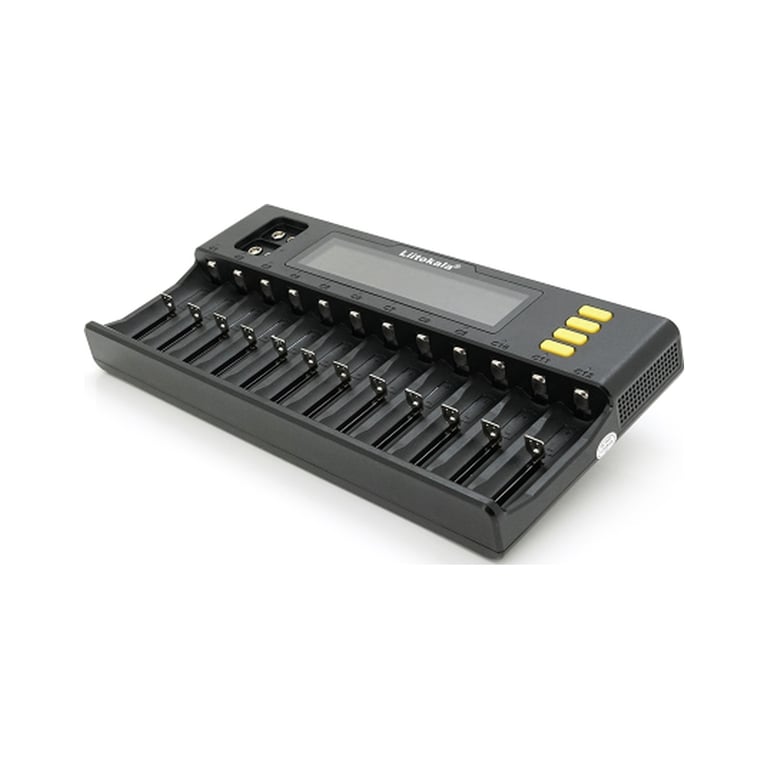 Зарядний пристрій для акумуляторів Liitokala 12 Slots+2, Ni-Mh/Li-ion/LiFePo4/Крона, LED+LCD (Lii-S12) - фото 1