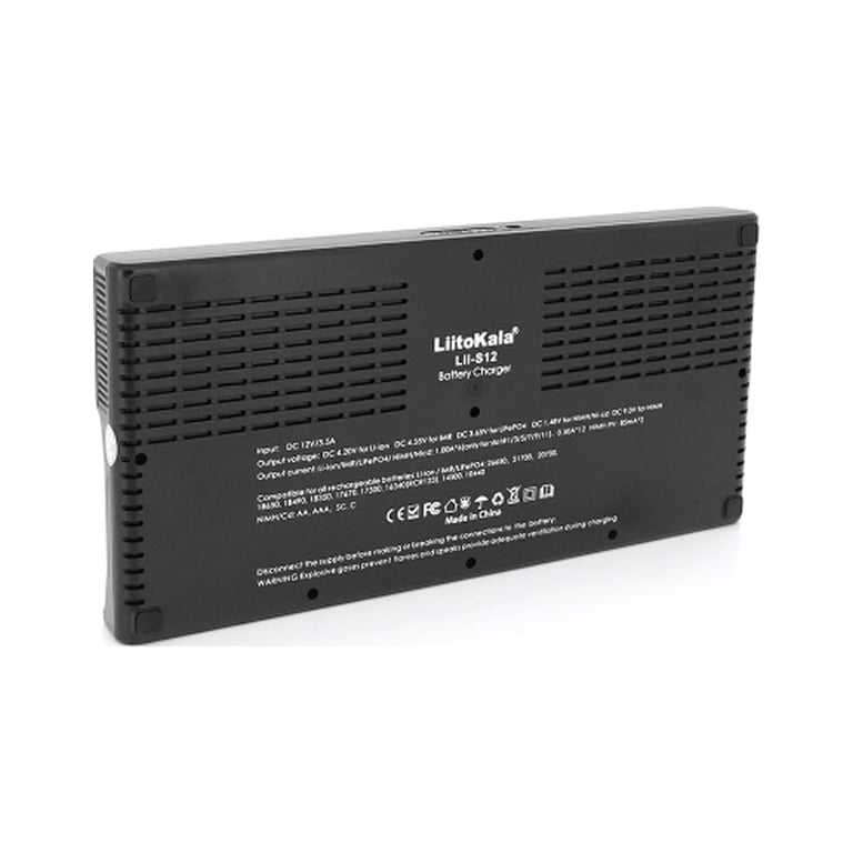 Зарядний пристрій для акумуляторів Liitokala 12 Slots+2, Ni-Mh/Li-ion/LiFePo4/Крона, LED+LCD (Lii-S12) - фото 3