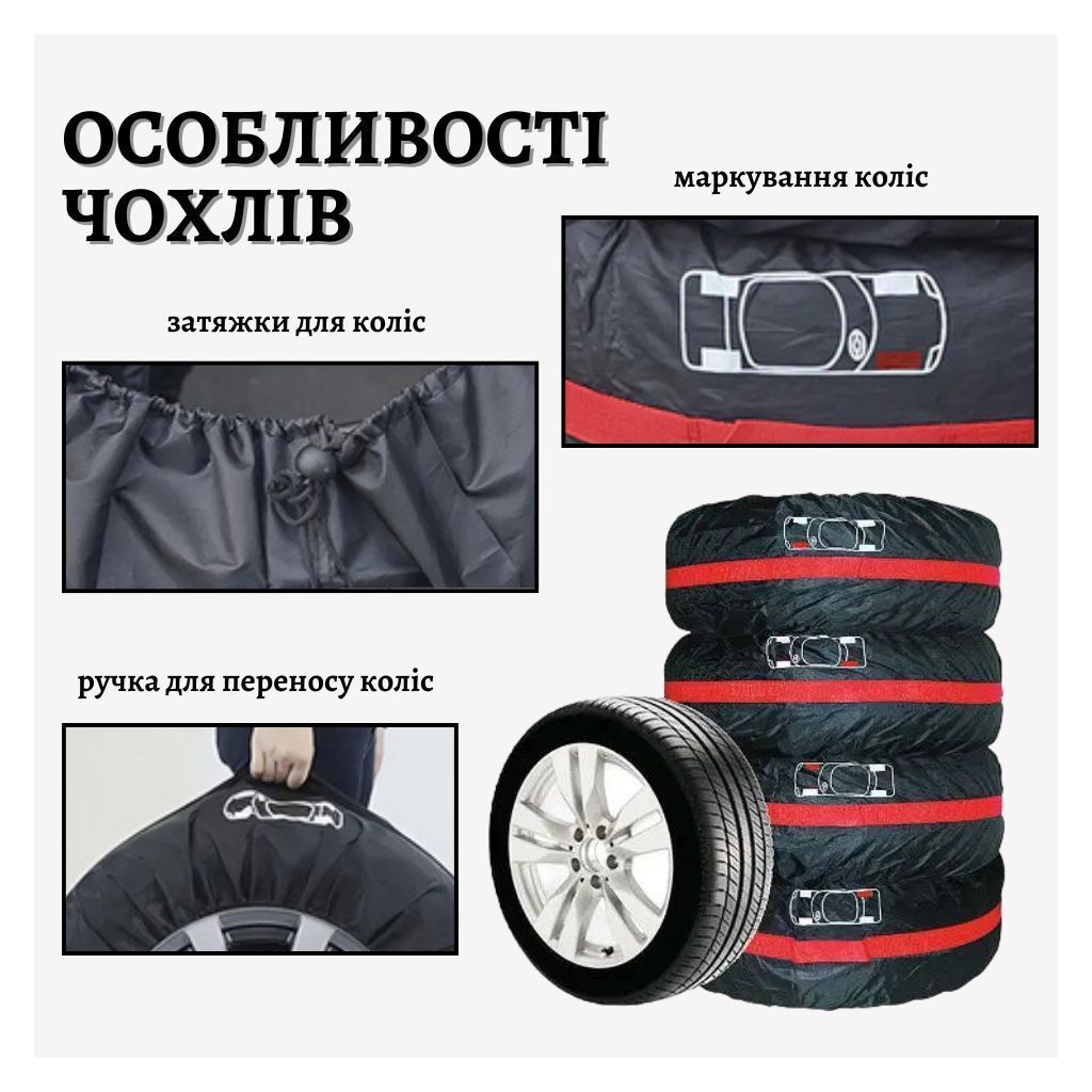 Чохол для зберігання автомобільних коліс Poputchik М R14-17, 4 шт (16-001/4шт) - фото 2 Чохол для зберігання автомобільних коліс Poputchik М R14-17, 4 шт (16-001/4шт) - фото 2