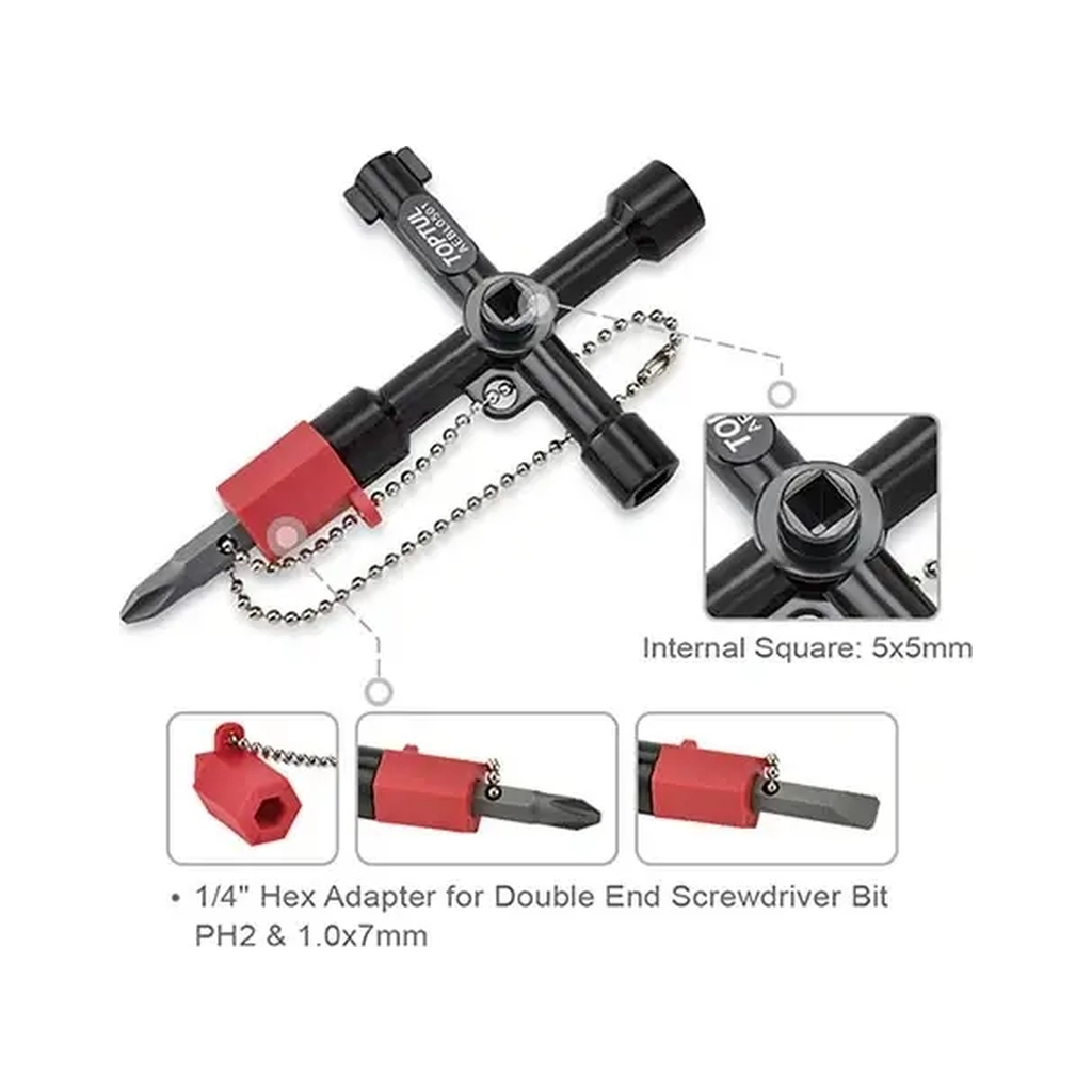 Ключ Toptul від технічних шаф багатофункціональний, 72мм (AEBL0501) - фото 2 Ключ Toptul від технічних шаф багатофункціональний, 72мм (AEBL0501) - фото 2