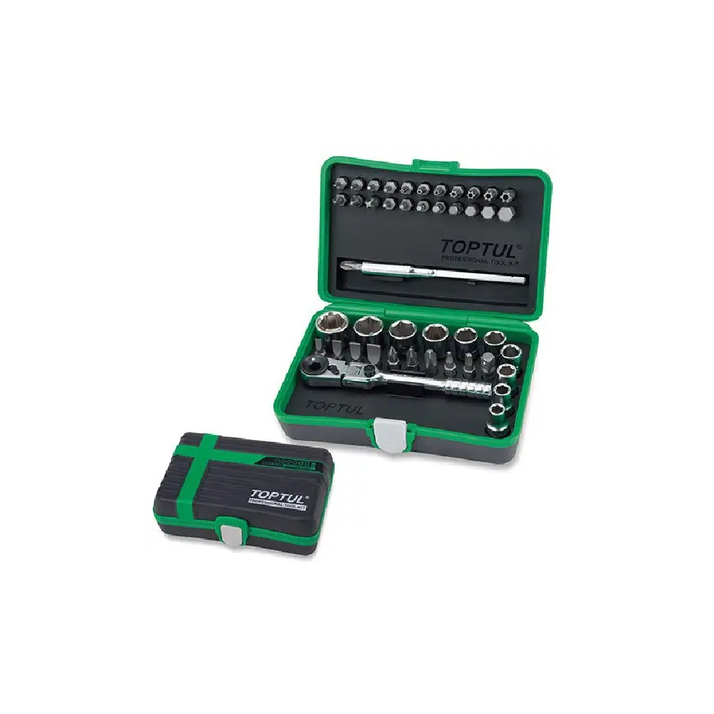 Набір інструментів Toptul і головок із тріскачкою 1/4