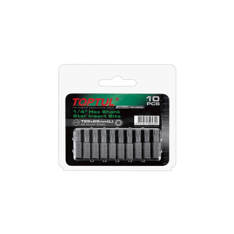 Набір біт Toptul 1/4″ L25мм T40 10шт. (FSEA0840G)