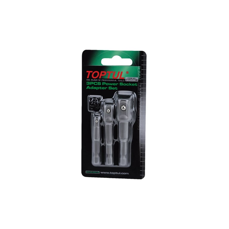 Адаптер для інструменту Toptul під шуруповерт 1/4" 3шт. 1/4", 3/8", 1/2" (GAAR0301) - фото 2